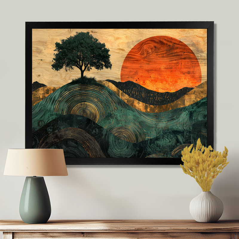 Baobab de Cardiff Sunrise avec racines d'Afrique II - arbre, art mural, Cadre simple, H 30 po x l 40 po