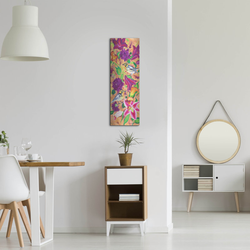 «Blackburnian Warblers» par Carissa Luminess, art mural en métal, H 36 po x l 12 po