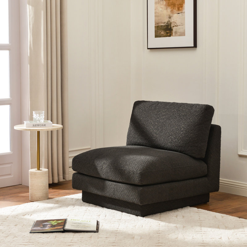 Fauteuil de chambre rembourré 34 po Woolf, Bouclé noir