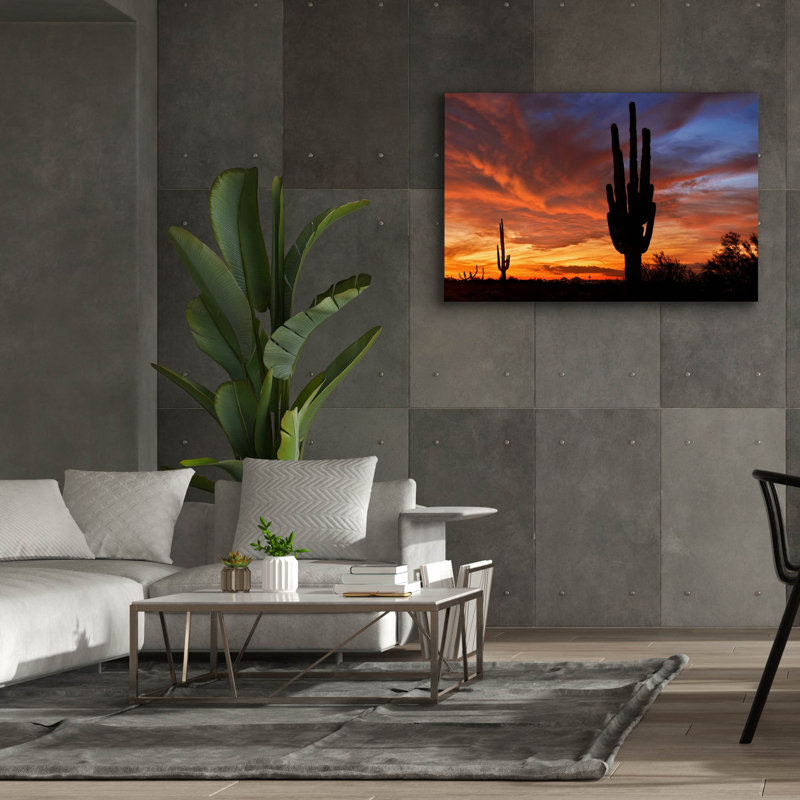 « Coucher de soleil sur Mesa Saguaro 5078 » par Mike Jones, toile murale, 152 x 102 cm, 60 po x 40 po