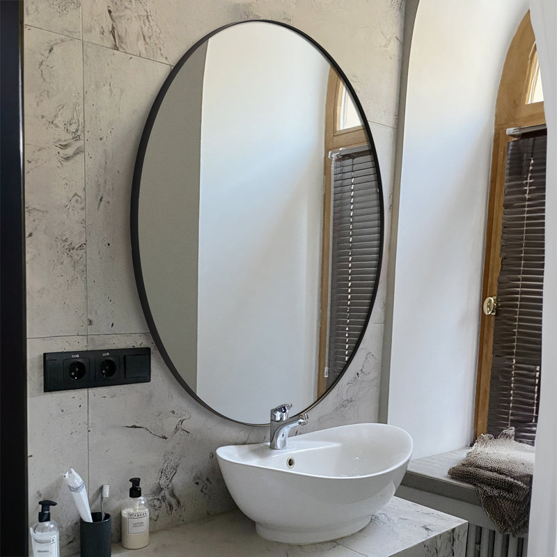 Rim Accent Mirror, Black, 30" x 30"
