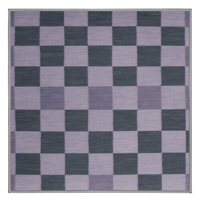Machine Washable Checkered Gray Area Rug