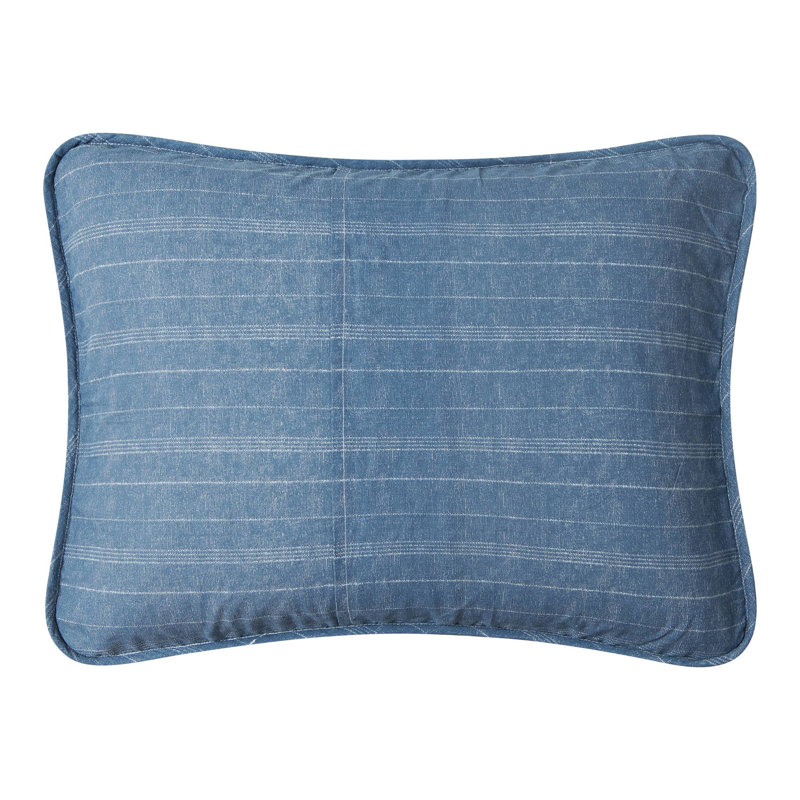 Coastal Stripe Twin Cotton Quilt Set with Reversible Design - Blue