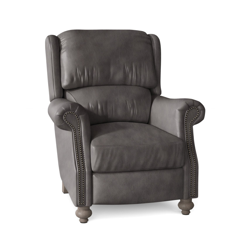 Fauteuil inclinable de 37 po Bancroft, Nickel, Pierre, Cuir véritable Outsider Raven