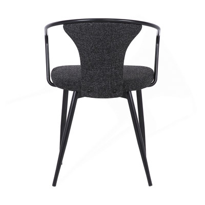 Francis Contemporary Dining Chair In Black Powder Coated Finish And Black Fabric