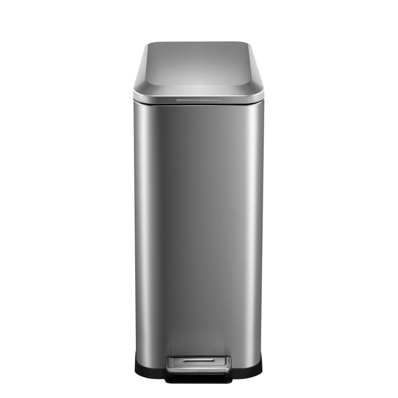 Poubelle à pédale en acier 13 gallons, Argent argent