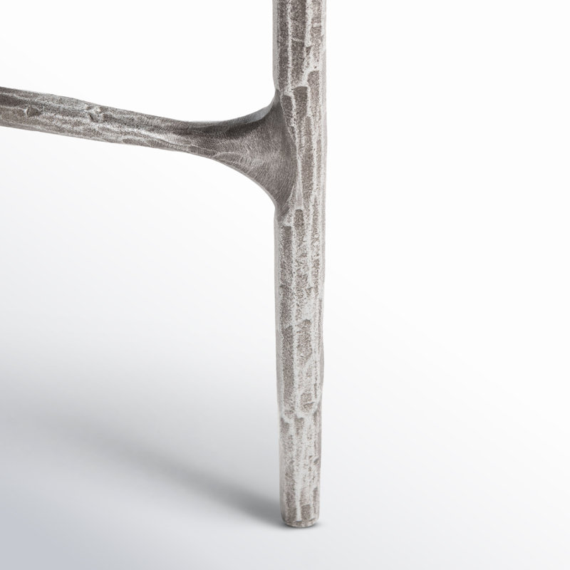 Jessa Forged Metal Tall Round End Table, Glass Top/Silver Base