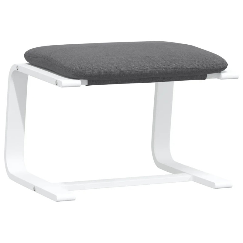 Upholstered Ottoman, Dark Gray 100% Polyester, White