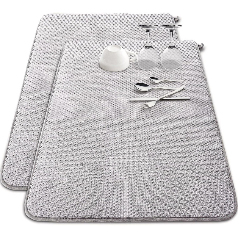 2 Pack Extra Large Microfiber Dish Drying Mat,30 x 24 Inch Super Absorbent Drying Pad
