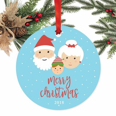 Merry Christmas, Santa Mrs. Claus with Elf Ball Ornament -  The Holiday Aisle®, EEFC2919B63D4CC0A29C342BAFACA812