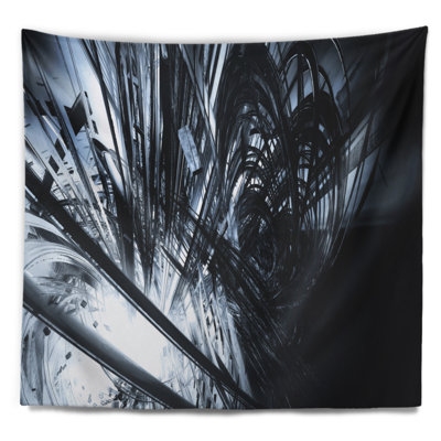 Tapisserie d'art 3D abstrait noir et blanc