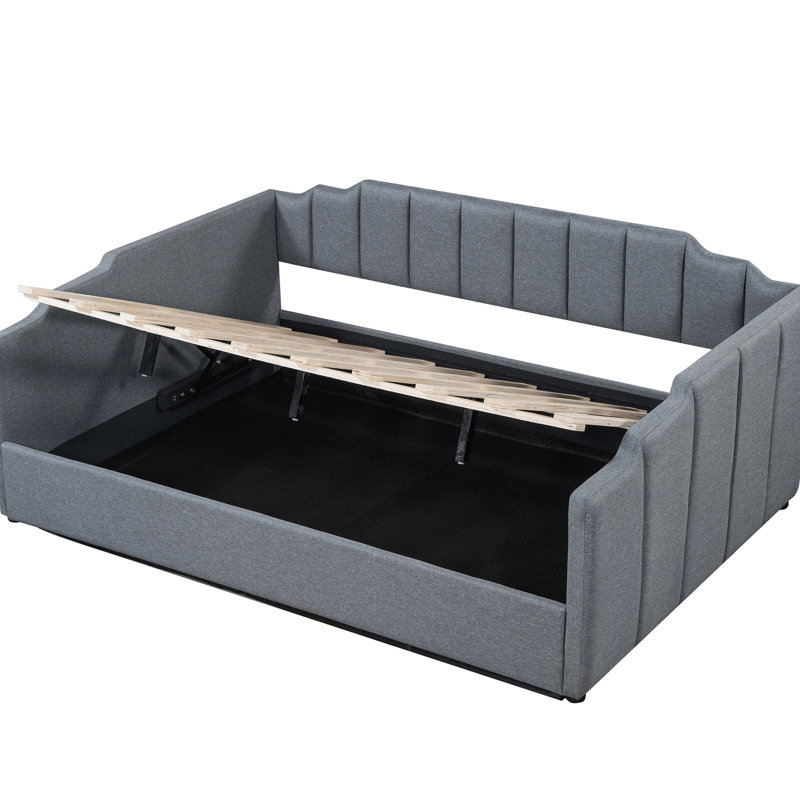 Full Size Upholstered Daybed In Gray Color - Elegant & Space With Storage, Comfortable Functional Bed For Home, Gray