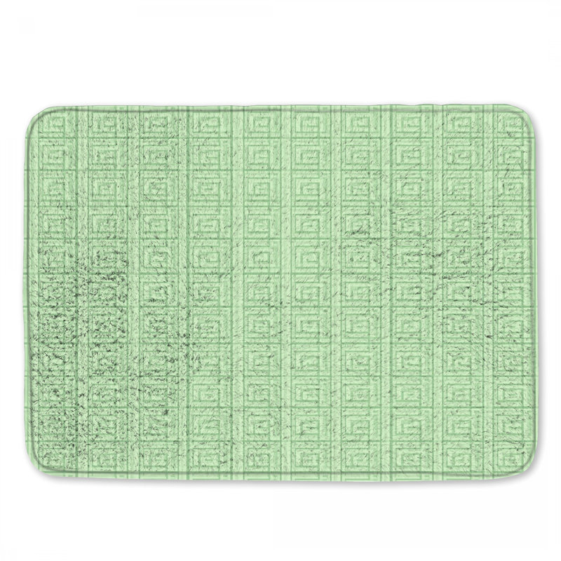 Green Greek Key Pattern Bath Mat, 24in W x 17in L