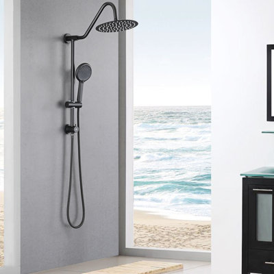 Pomme de douche avec pluie de 10 po et poche - Noir mat Muscular Inconfort