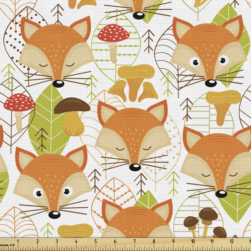 Chevella Fox with Leaves and Mushrooms Multi-Purpose Fabric