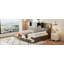 Lit de jour en bois avec 3 tiroirs de rangement, tableau souple supérieur, tablette et ensemble de prises et ports USB-405585975