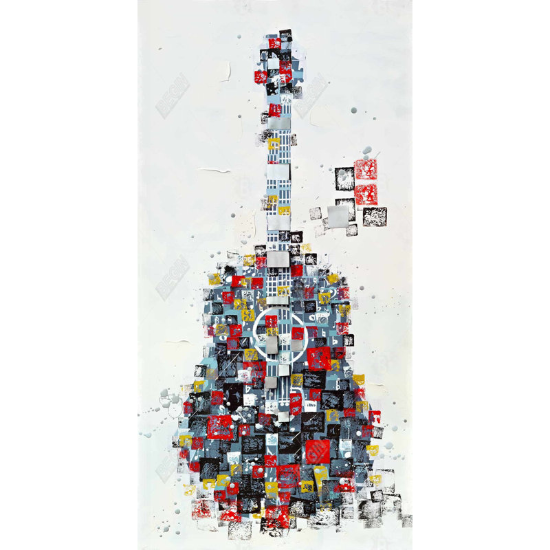 Abstract geometric guitar - 15.75"x31.50" Desk mat