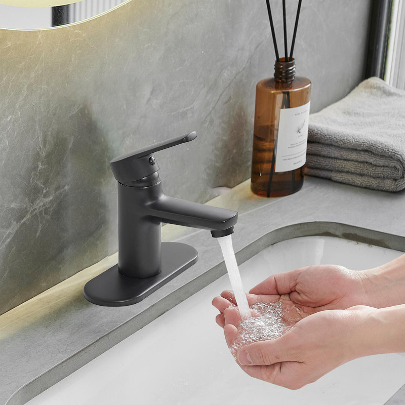 Robinet de salle de bain monocorps et monocommande, Noir mat