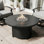 Dobbs 48 po Foyer de table rond en acier au carbone 40 000 BTU avec pieds réglables et porte à gaz magnétique
