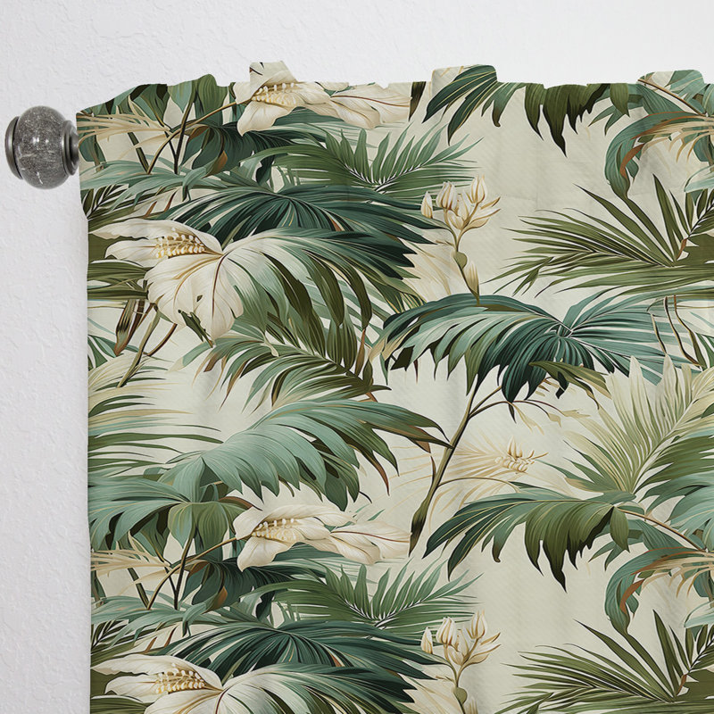 Iyana Whispering Palms Tropical Pattern I - Tropical Curtain - Velvet Room Darkening - 1 panel, 52" W x 120" L