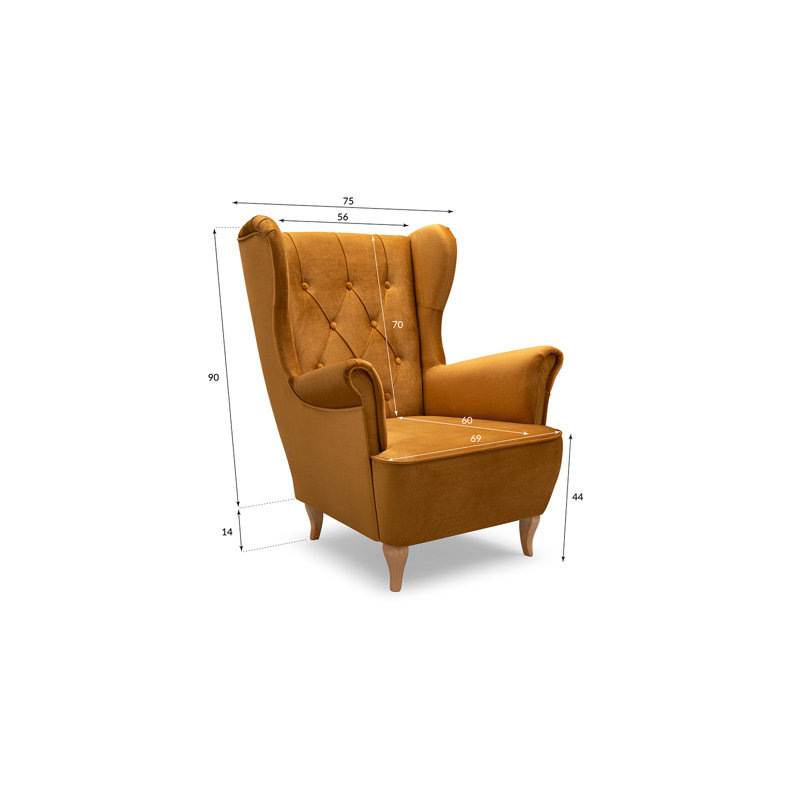 Vivaldo wingback chair in anthracite, Anthracite