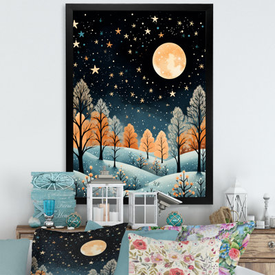 Winter Pine Tree Starry Night Sky II - Tree Pine Wall Art