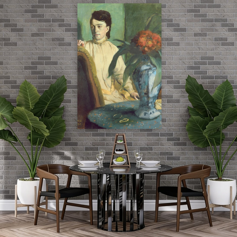 Woman With The Oriental Vase, 1872 Abstract Contemporary Flower Plant Wall Art Print - Print, 152.4cm H x 101.6cm W