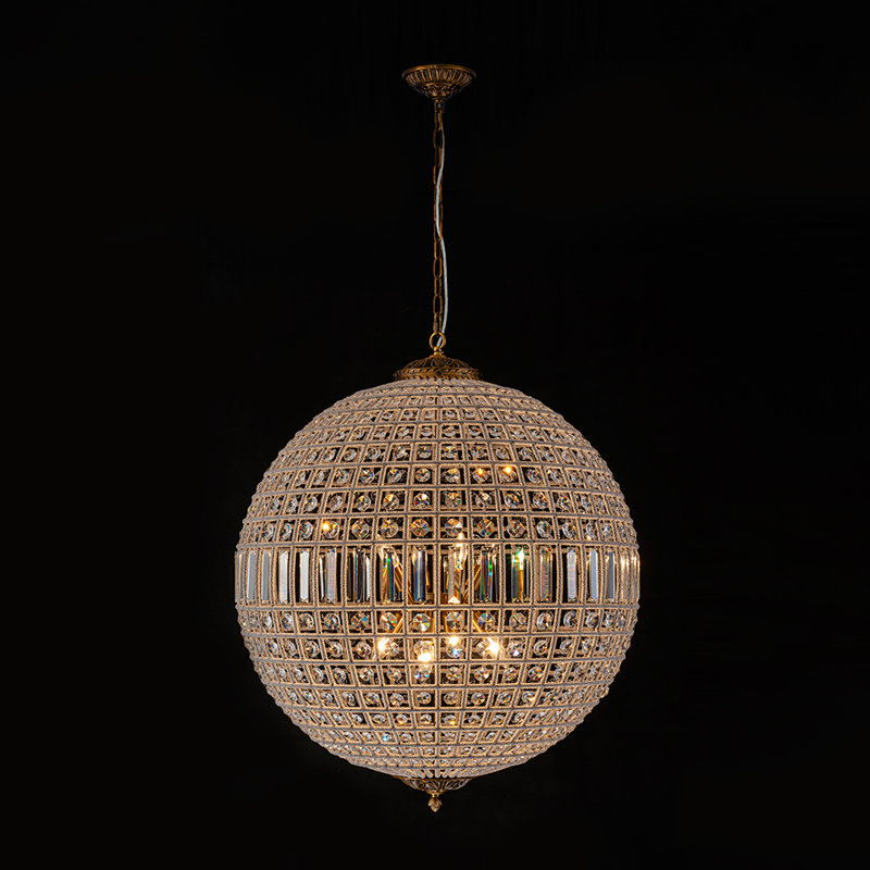 Engles 1 - Light Antique Bronze Pendant, 97cm H x 80cm W x 80cm D, 8 Lights
