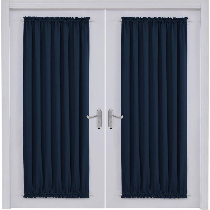 Nuhamin Blackout Curtain Pair, 137cm wide x 183cm high, Dark blue