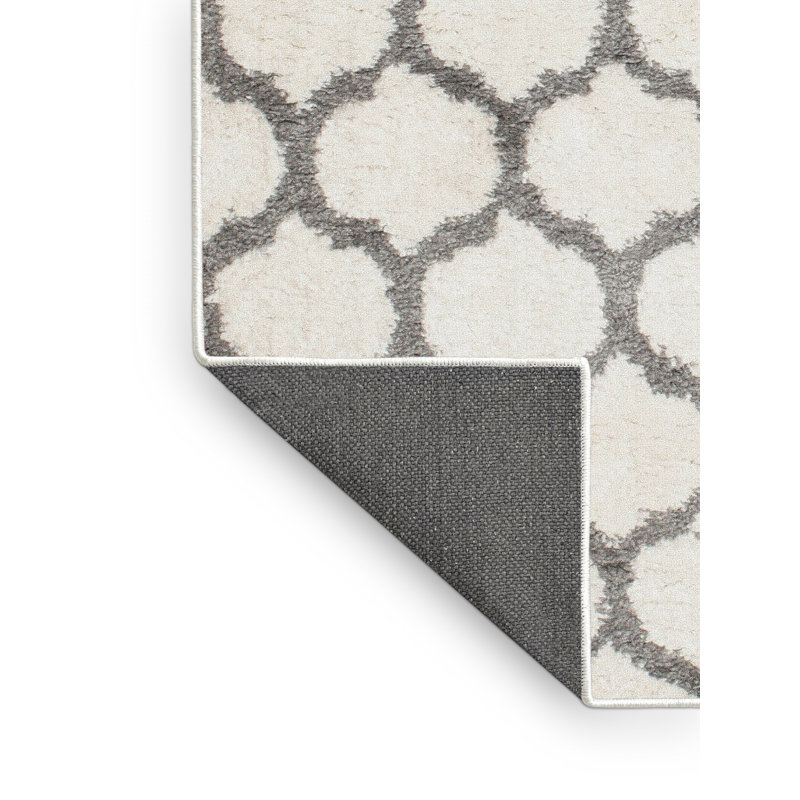 Tapis contemporain gris / crème, Rectangle 6 pi x 9 pi