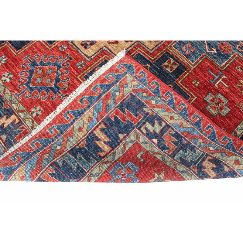 Tapis unique rouge / bleu marine / brun / bleu de 5 pi 11 po x 8 pi 10 po