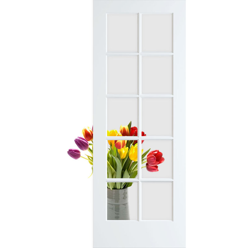 18" x 80" Primed Pine 10-Lite Clear Glass French Door