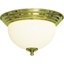 1-Light 11.125"W Indoor Polished Brass Round Flush Mount with White Glass Dome Shade