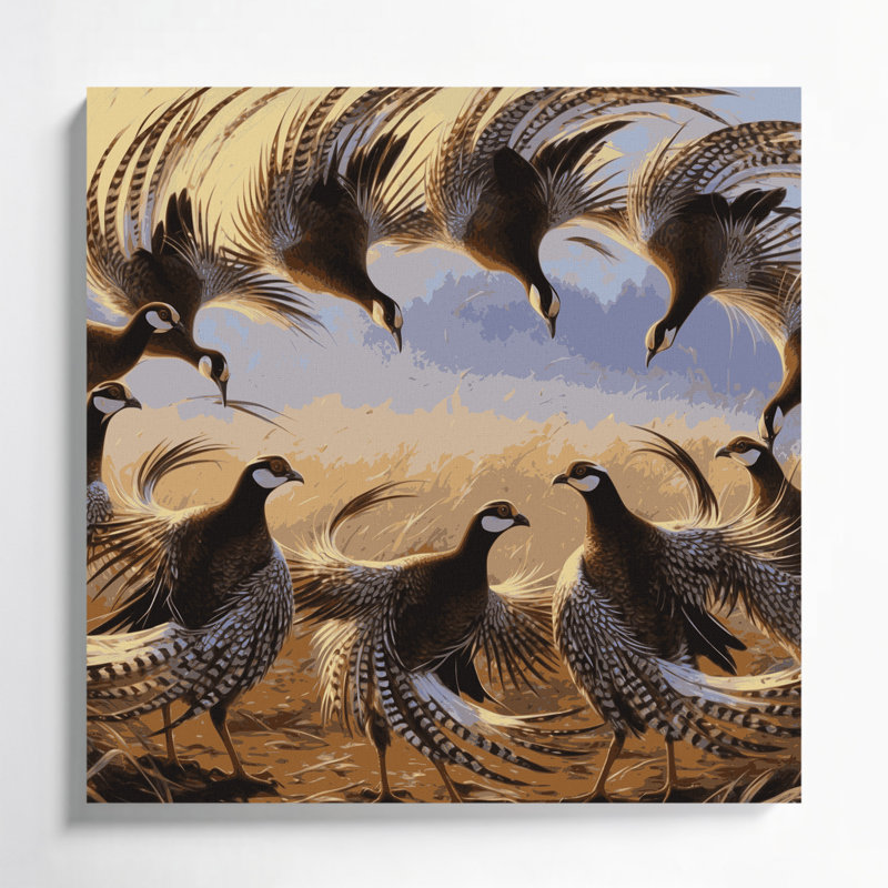 Oiseau gris sur toile, H 12 po x l 12 po
