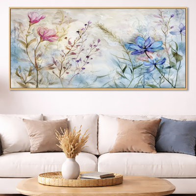 Toile de fleurs en fleurs, art mural Spring Meadow, printemps fleurs sauvages