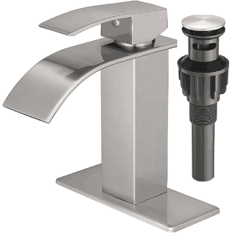 Robinet pour salle de bain à 1 trou en nickel brossé