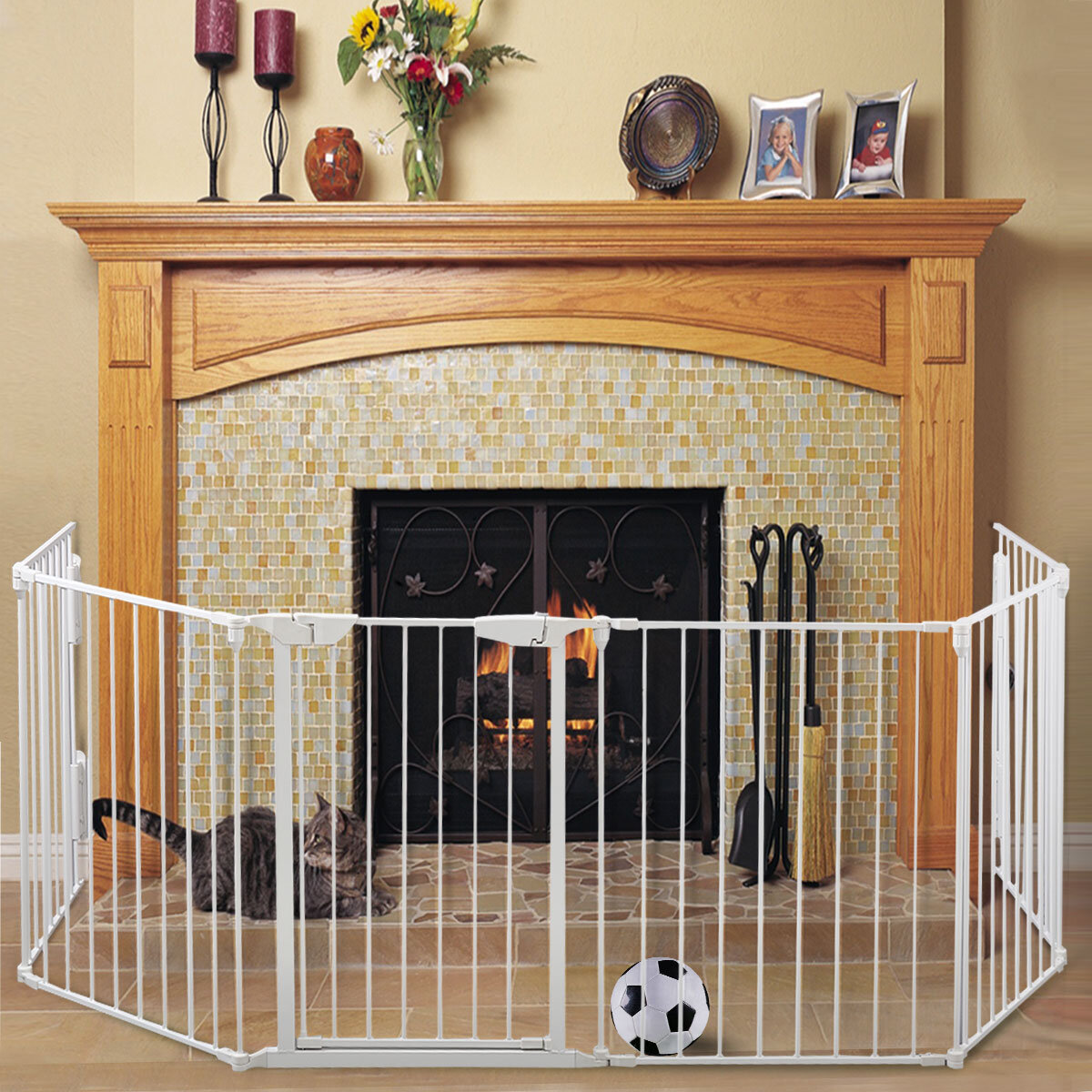  Fireplace Screen Fireplace Cover for Inside Fireplace 43 W x  30 H Safety Mesh Screen Curtain Durable Fire Place Guard Gate for Pet Child  Baby Proofing : Home & Kitchen