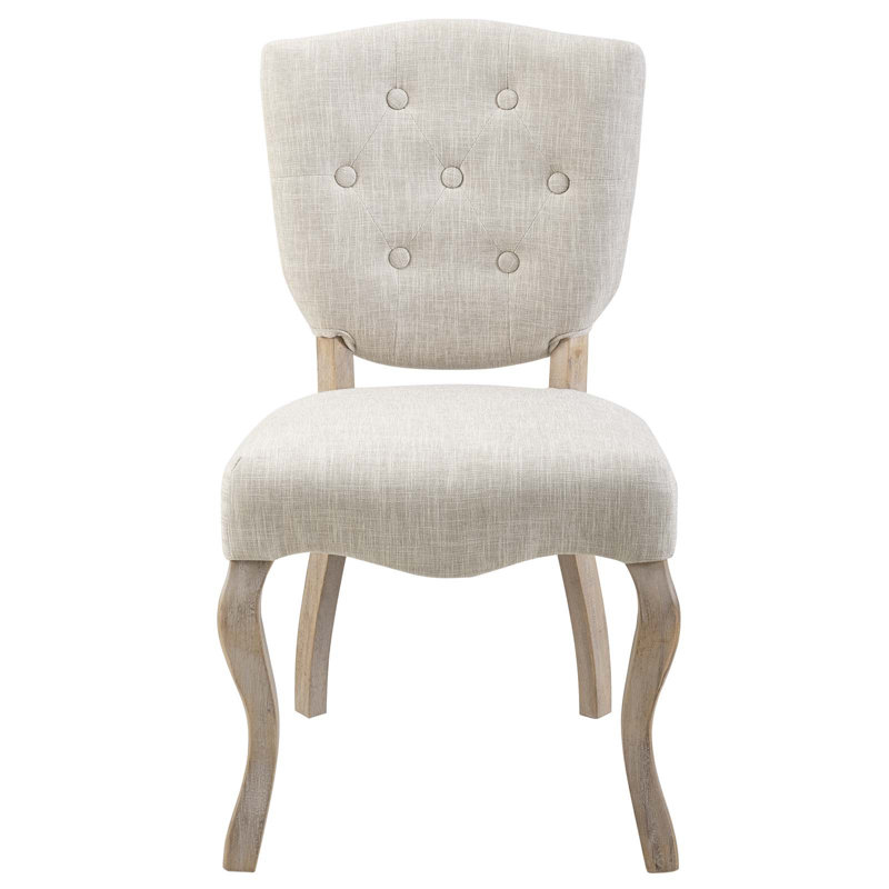 20'' H Tufted Fabric,Foam Upholstered Side Chair, Beige Polyester Blend