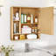 Armoire murale de salle de bain avec miroir, porte simple, 3 tablettes ouvertes et tablette réglable naturelle-129204854