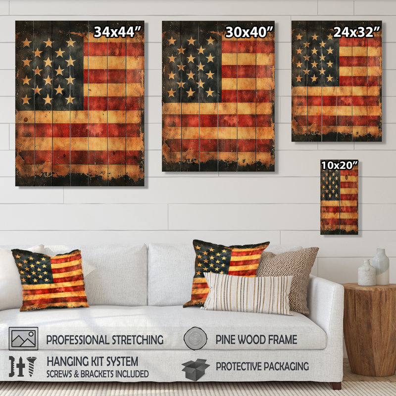The Great Depression - Usa Wood Wall Decor - On Natural Pine Wood, 20" H x 10" W x 0.78" D