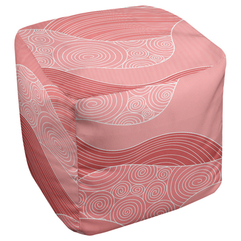 Repose-pieds cubique à ondulations à la main Avicia, H 19,5 po x L 117 po x P 20 po, Rose