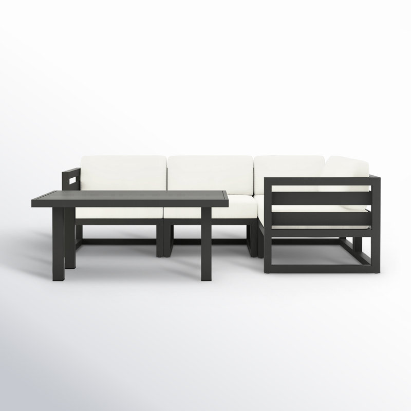 Smith 4 - Person Modular Patio Conversation Set with Cushions, Canvas Natural Sunbrella® Canvas, Slate