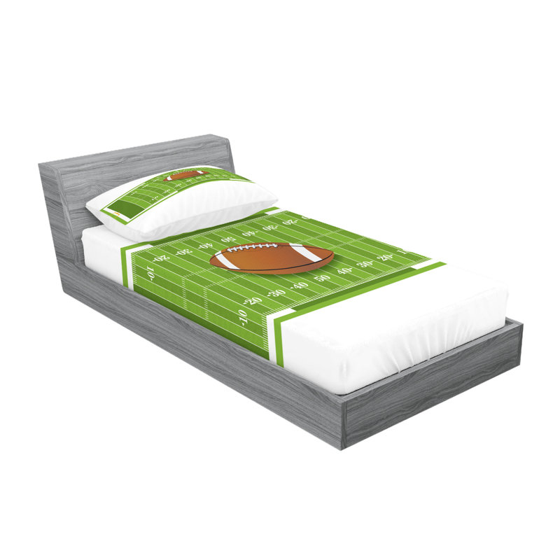Ensemble de draps et taies décoratives de football Ambesonne, caramel pâle / vert lime