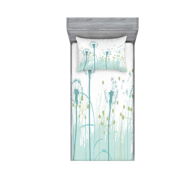 Dandelion Microfiber Floral Sheet Set, Twin XL Sheet Set with Fitted Sheet