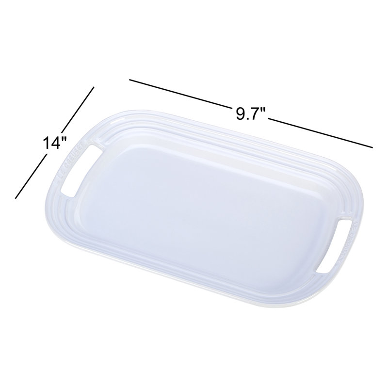 Stoneware Rectangular Serving Tray, White, 1.5" H x 14" W x 9.7" L