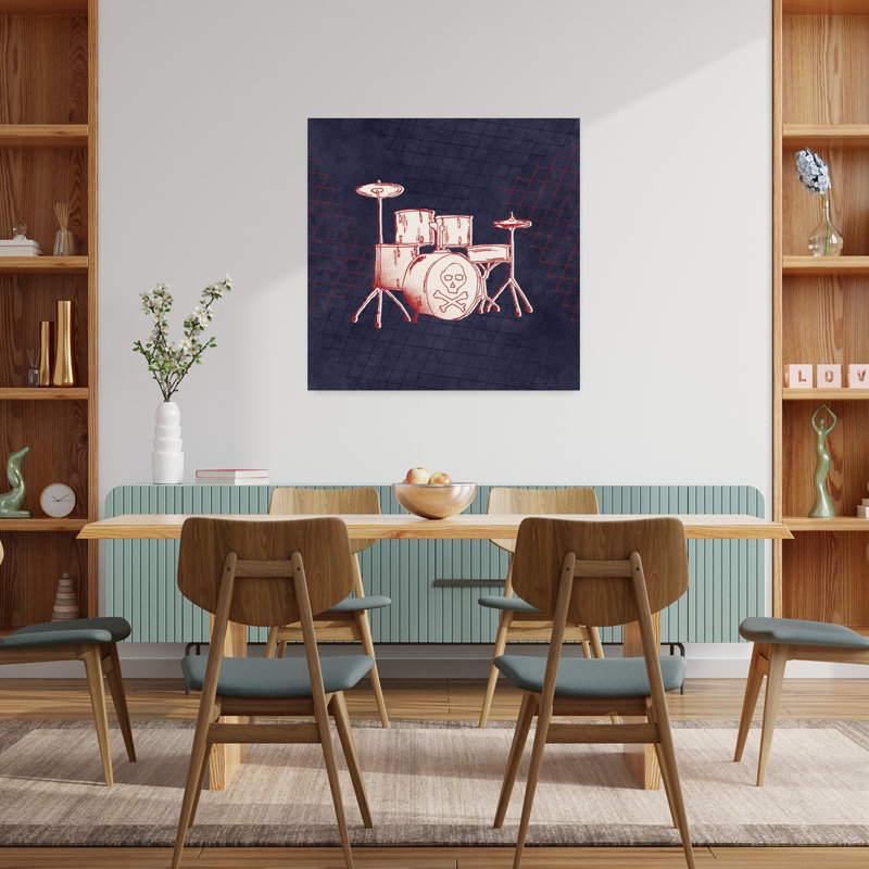 Rocker Drums, art abstrait rétro, H 36 po x l 36 po