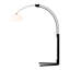 Lampadaire arqué haut de gamme Morelli 85 po à intensité variable, style moderne du milieu du siècle, finition nickel satiné et noir mat, abat-jour moulé en Lucite, base en V noire, compatible DEL-88561504