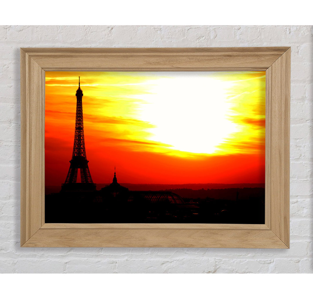 Gerahmtes Leinwandbild Paris Eiffel Tower Sun Blaze