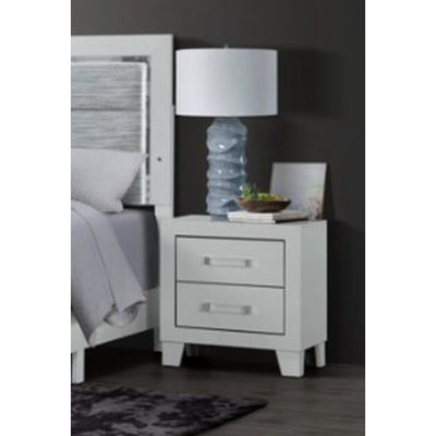 Table de chevet blanche contemporaine d'une largeur de 19,69 po, d'une capacité de poids de 35,33 lb et d'une bordure en acrylique moderne de 23,31 po de hauteur