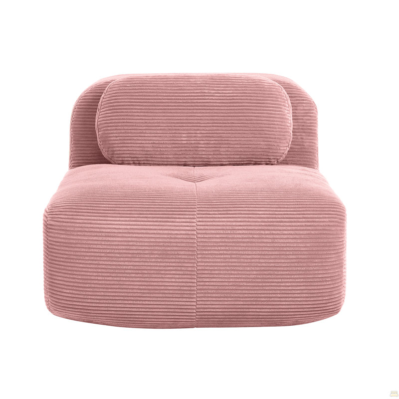 Canapé d'angle avec coussins en velours côtelé, Rose